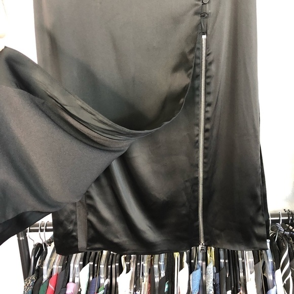 JONATHAN Simkhai Black Satin Zip Side Slit Wrap Skirt - Picture 2 of 13